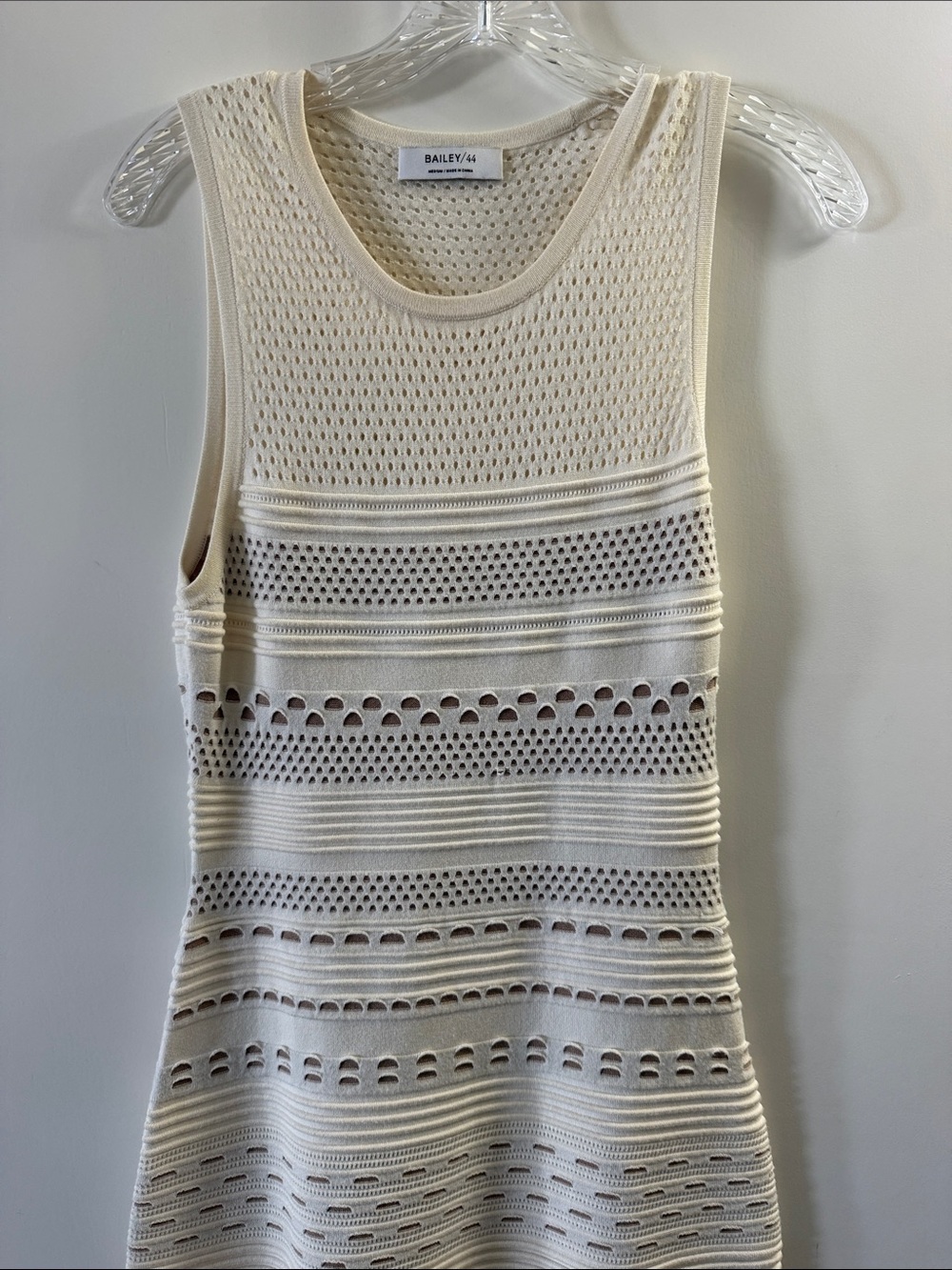 Bailey 44 Cream Openwork Knit Tank Top